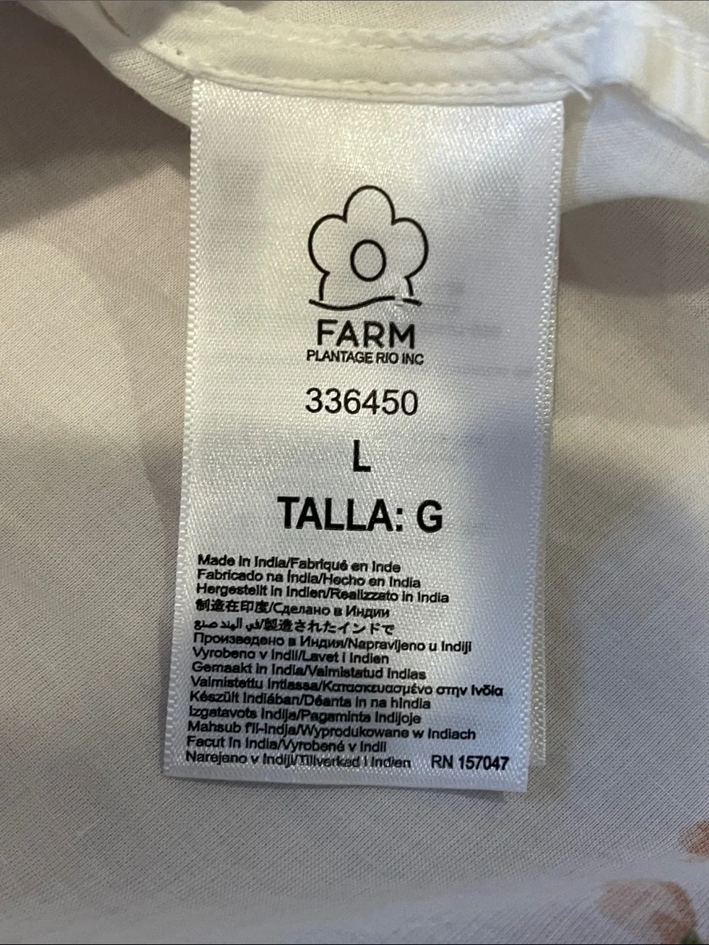 Farm Rio Summer Fruit Off-White Organic Cotton Blouse (NWT) size Large - Picture 8 of 12